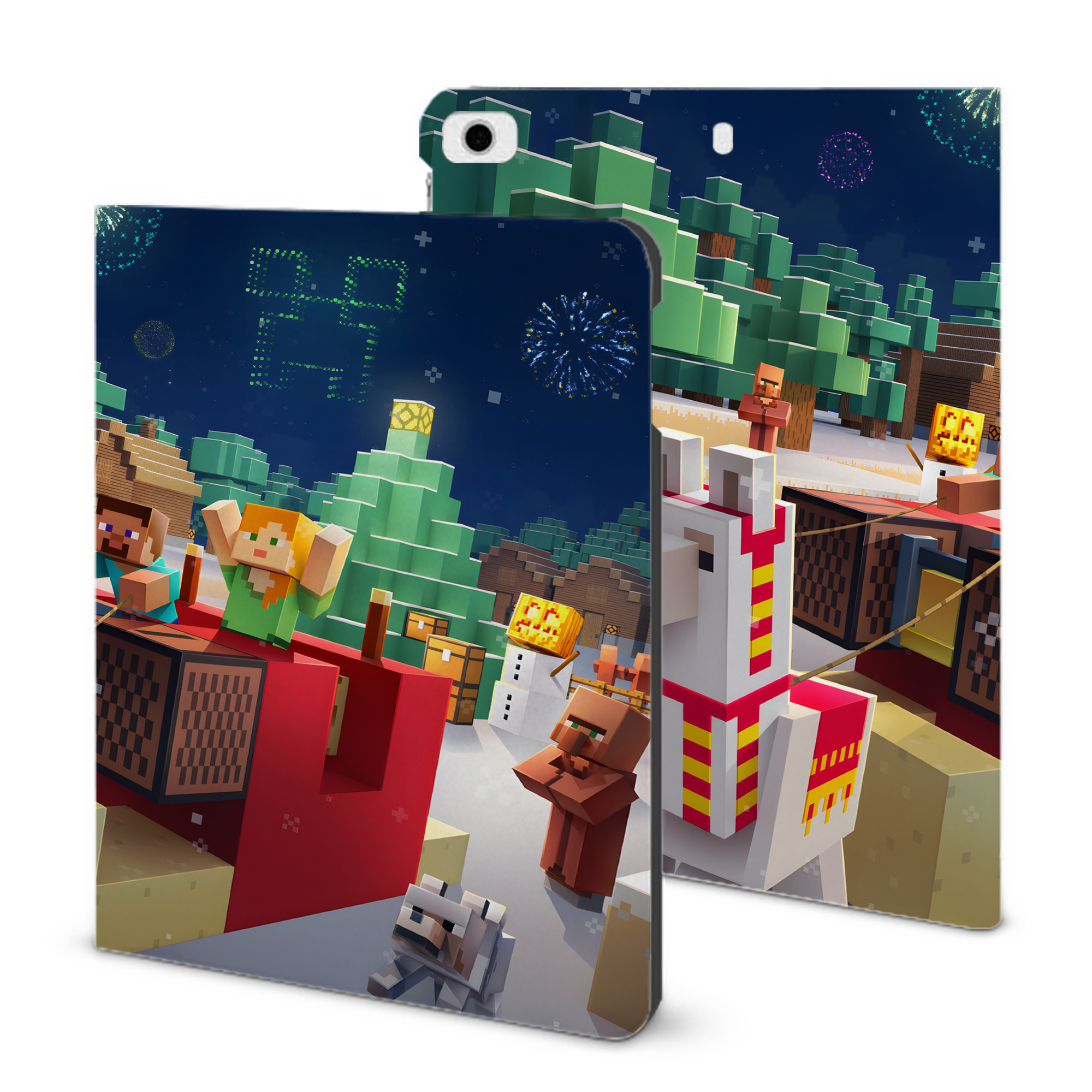 （画像用） マインクラフト ブロックの世界 Minecraft MC Block world IPad ケース ブック型 PUレザー TPU 耐衝撃 軽量 薄型 ペン収納なし 全面保護 IPad 各モデル対応